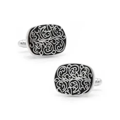 Base Metal White Filigree Cufflinks
