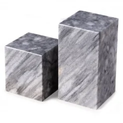 Bey- Berk – Hathaway Gray Marble Cube Design Bookends