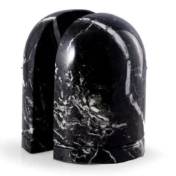 Bey-Berk – Black “Zebra” Marble Bookends