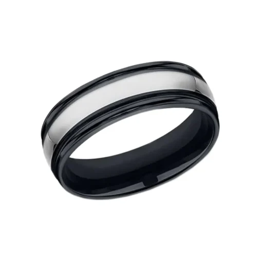 Black Ceramic and Tungsten 7mm Band