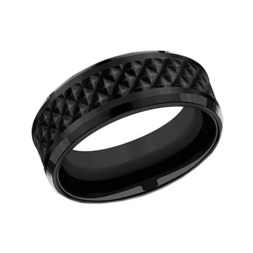 Black Laser Titanium Pattern 8mm Band