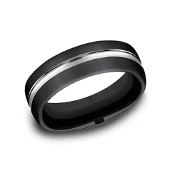Black Satin Chrome Edged 7.5mm Band