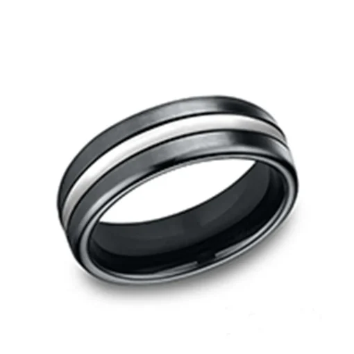 Black Satin Chrome Edged 7.5mm Band