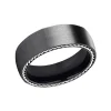 Black Titanium Silver Rope Edge Wedding Band