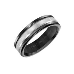 Black Tungsten and 14K White Gold Band