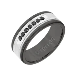 Black Tungsten and 14K White Gold Band