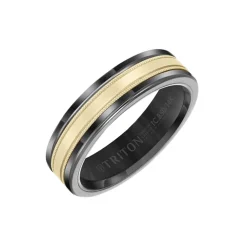 Black Tungsten and 14K Yellow Gold Band