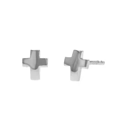 Children’s Sterling Silver Domed Cross Earrings