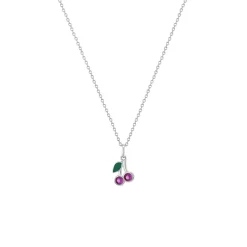 Children’s Sterling Silver Cubic Zirconia Cherry Pendant with Chain