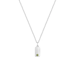 Children’s Sterling Silver Green Cubic Zirconia Bar Pendant with Chain