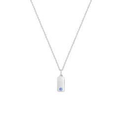 Children’s Sterling Silver Blue Cubic Zirconia Bar Pendant with Chain
