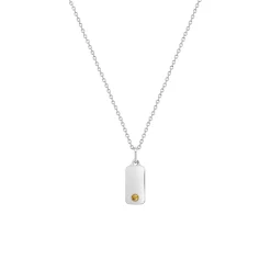 Children’s Sterling Silver Yellow Cubic Zirconia Bar Pendant with Chain