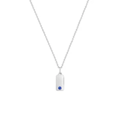 Children’s Sterling Silver Blue Cubic Zirconia Bar Pendant with Chain