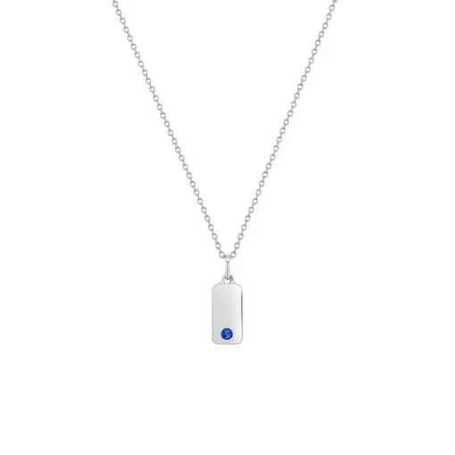 Children’s Sterling Silver Blue Cubic Zirconia Bar Pendant with Chain