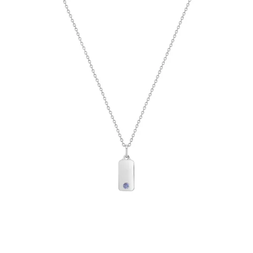 Children’s Sterling Silver Cubic Zirconia Bar Pendant with Chain