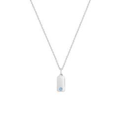 Children’s Sterling Silver Light Blue Cubic Zirconia Bar Pendant with Chain