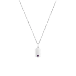 Children’s Sterling Silver Purple Cubic Zirconia Bar Pendant with Chain