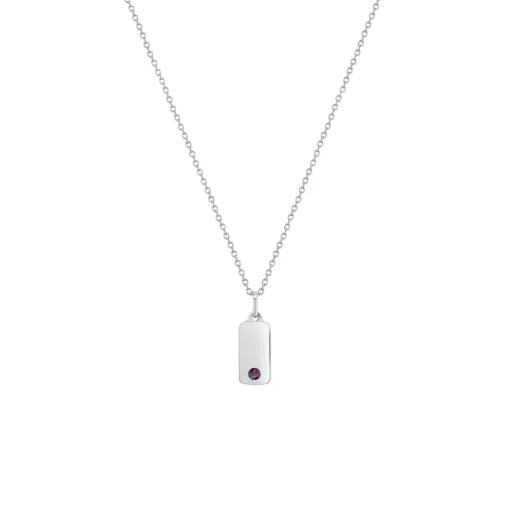 Children’s Sterling Silver Purple Cubic Zirconia Bar Pendant with Chain