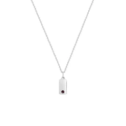 Children’s Sterling Silver Red Cubic Zirconia Bar Pendant with Chain