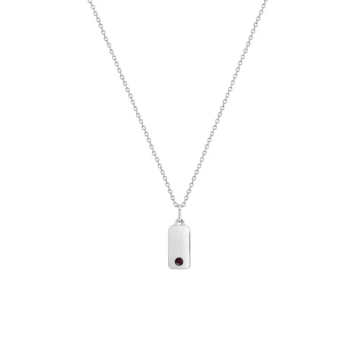 Children’s Sterling Silver Red Cubic Zirconia Bar Pendant with Chain