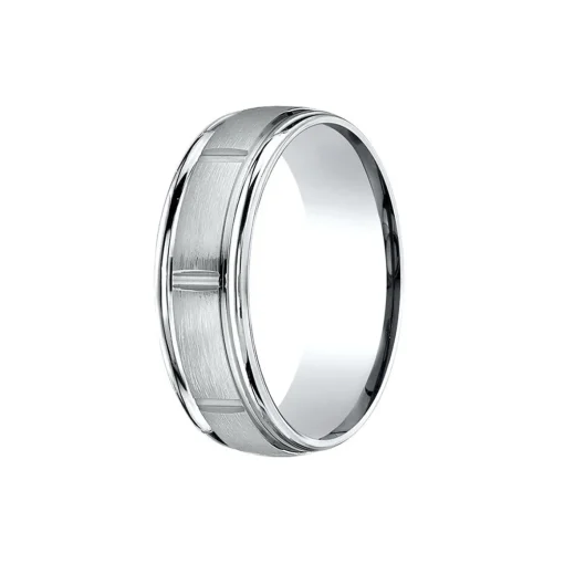 Cobalt Chrome 7mm Brushed and Polished Finish Wedding Band