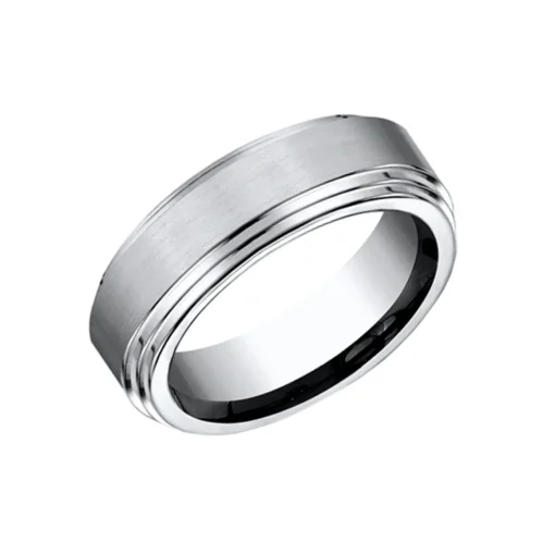 Cobalt Chrome 8mm Satin and Polished Finish Wedding Band