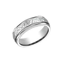 Cobalt Comfort Fit Hammered Wedding Band
