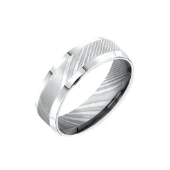 Damascus Steel Beveled Wedding Band