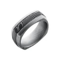 Damascus Steel Square Wedding Band