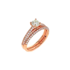 Estate 14K Rose Gold Diamond Wedding Set