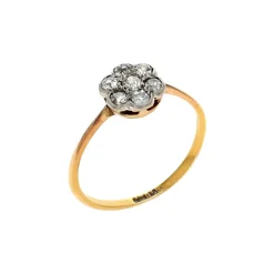 Estate 18K Two-Tone Diamond Cluster English Ring