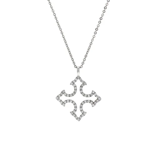 Estate 18K White Gold Verragio Diamond Pendant with Chain