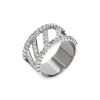 Estate 18K White Gold Wide Diamond Melee Ring