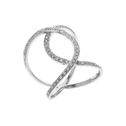 Estate 14K White Gold Wide Looped Diamond Ring