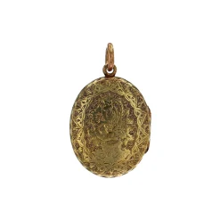 Estate 15K Yellow Gold Engraved “J.C.” Locket