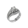 Estate Platinum Hand Engraved Diamond Wedding Set