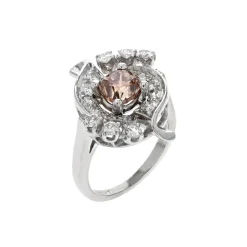 Estate Platinum Yellow Brown Diamond Ring