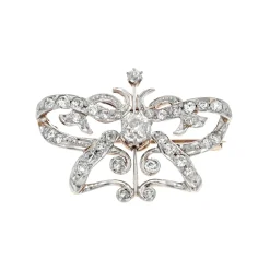 Estate Two-Tone Butterfly Diamond Pin and Pendant