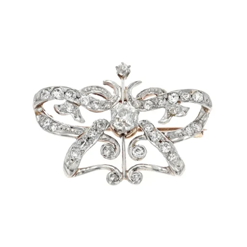 Estate Two-Tone Butterfly Diamond Pin and Pendant