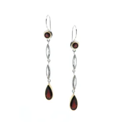 Garnet And Quartz Dangle Earrings