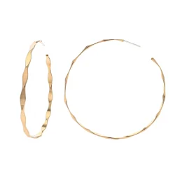 Gold Filled Large Edged Hoop Earrings