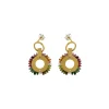 Gold Plated Sterling Silver Tourmaline Bead Circle Earrings