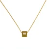 Gold Plated Sterling Silver Square Cutout Pendant with Chain