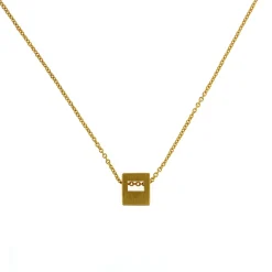 Gold Plated Sterling Silver Square Cutout Pendant with Chain