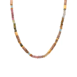 Gold Plated Sterling Silver Tourmaline, Jasper, and Apatite Necklace