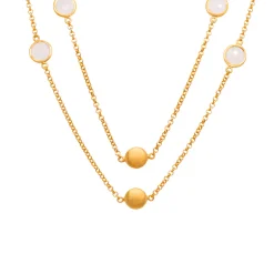 Gold Plated Sterling Silver Rainbow Moonstone Station Necklace
