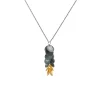 Gold Plated Sterling Silver Oxidized Multi-Disc Pendant with Chain