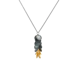 Gold Plated Sterling Silver Oxidized Multi-Disc Pendant with Chain