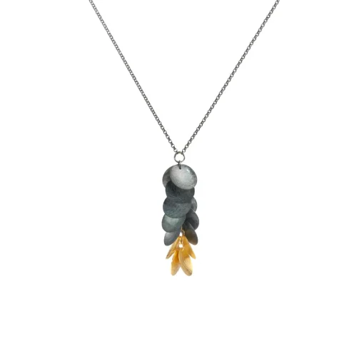 Gold Plated Sterling Silver Oxidized Multi-Disc Pendant with Chain