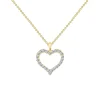 Gold Plated Sterling Silver Cubic Zirconia Open Heart Pendant with Chain